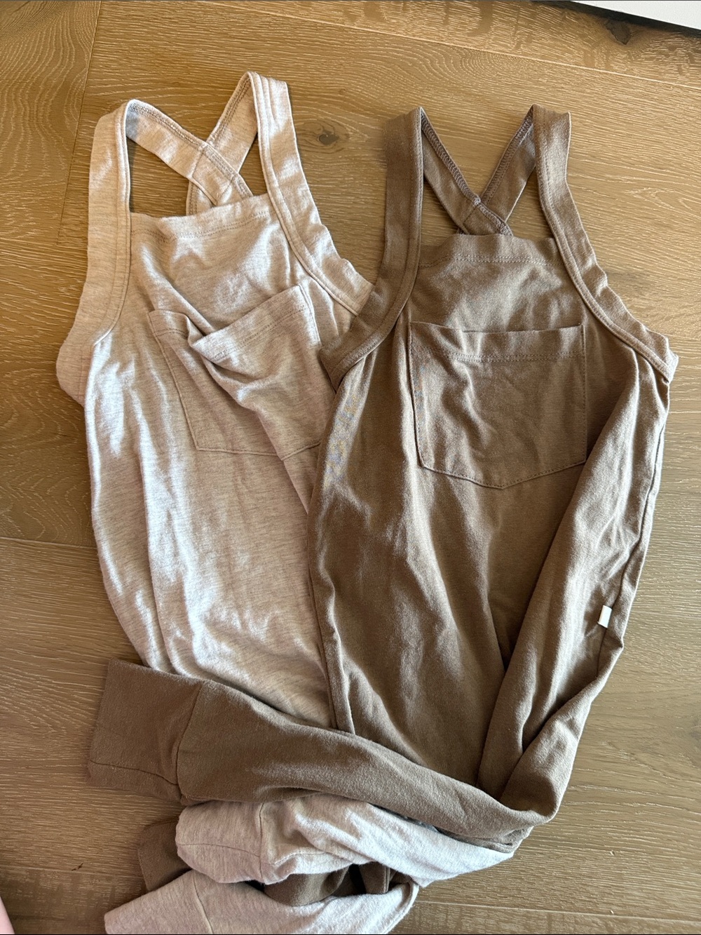 Kids Crossback Tank One-Piece - Brown & Beige